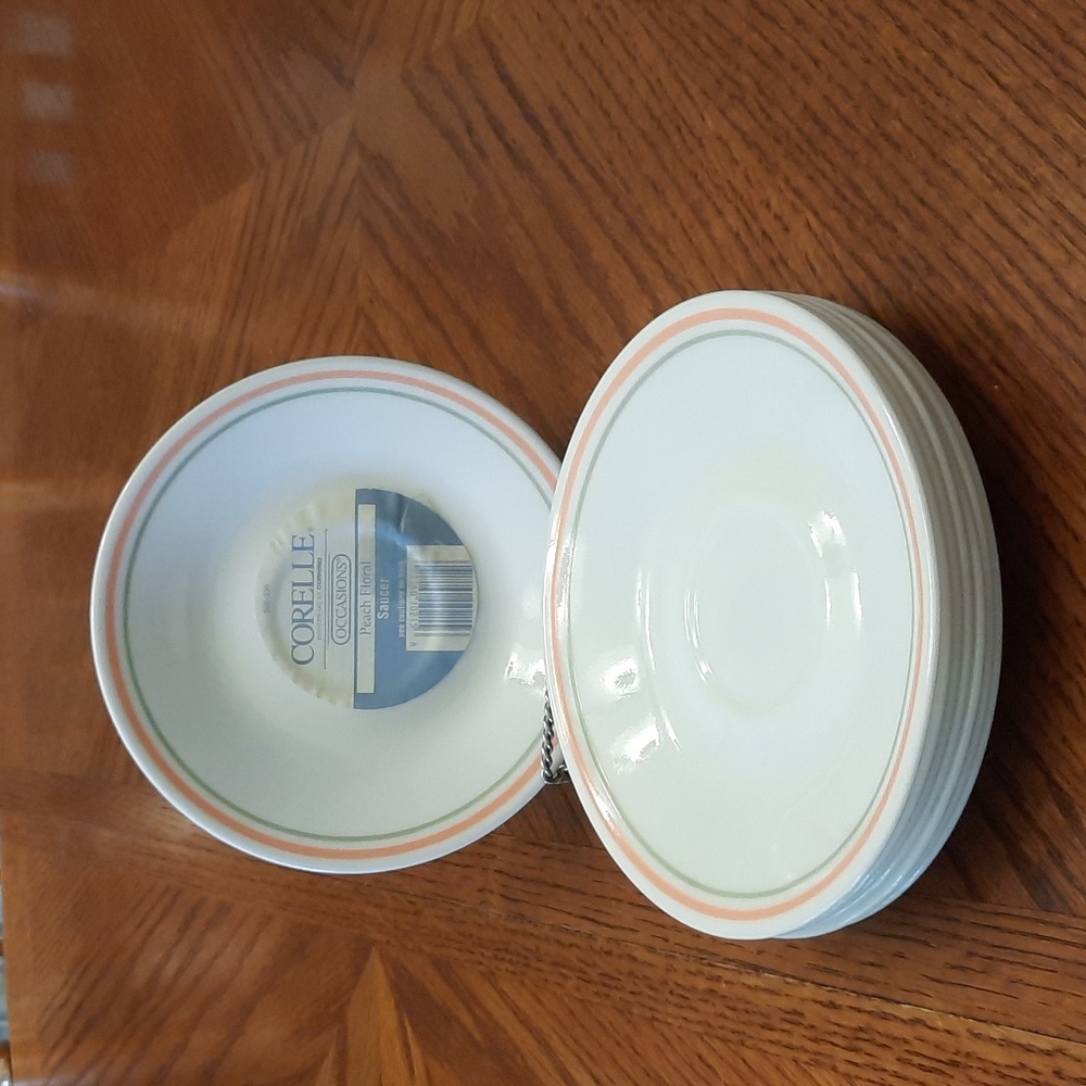 Vintage Corelle Peach Floral Saucers 8 piece set